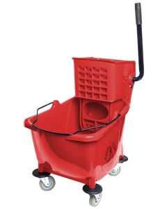 Mop Bucket with Side Press Wringer - Red