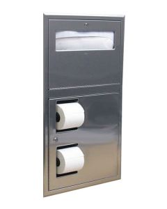 Bobrick Recessed Seat Cover Dispenser & Dual-Roll Toilet Tissue Disp.