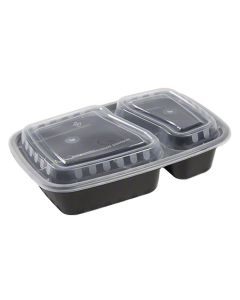 AmerCare&reg; 2-Compartment Rectangle To-Go Container Combo - 32 oz.