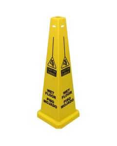 Impact® Four-Sided Wet Floor Sign, CAUTION, English/Spanish, 36 in., Yellow