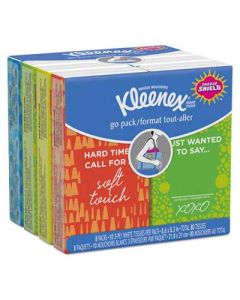 Kleenex Facial Tissue Pocket Packs, 3-Ply, White, 10/Pouch, 8 Pouches/Pack