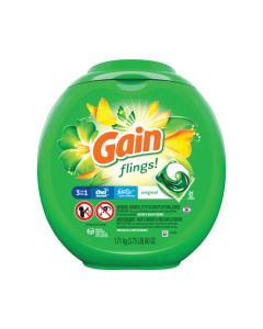 Gain Flings Detergent Pods, Original, 81 Pods/Tub, 4 Tubs/Carton