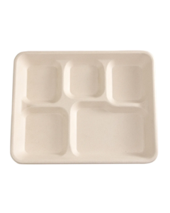 5 Compartment Tray, Compostable 4/125